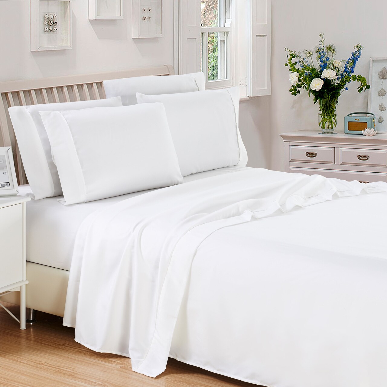 Lux Decor Collection 6-Piece Bed Sheet Set Premium Brushed Microfiber Anti-Wrinkle Deep Pockets Bedding Sheets